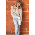 Two Tone Taupe Ribbed Sweater