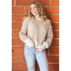 Two Tone Taupe Ribbed Sweater