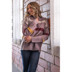 Easel Dark Lilac Fall Striped Sweater