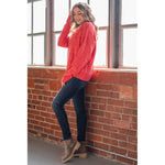 Red Ribbon Patterned Grid Sweater