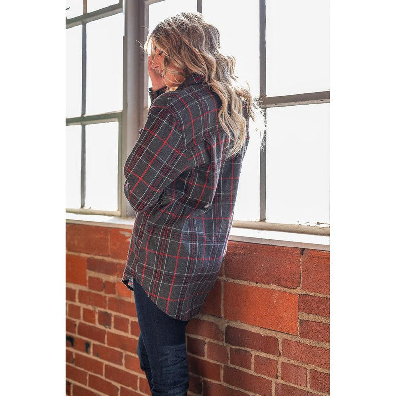 Oversized Plaid Flannel in Charcoal