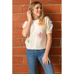 Cream Puff Floral Embroidered Sweater