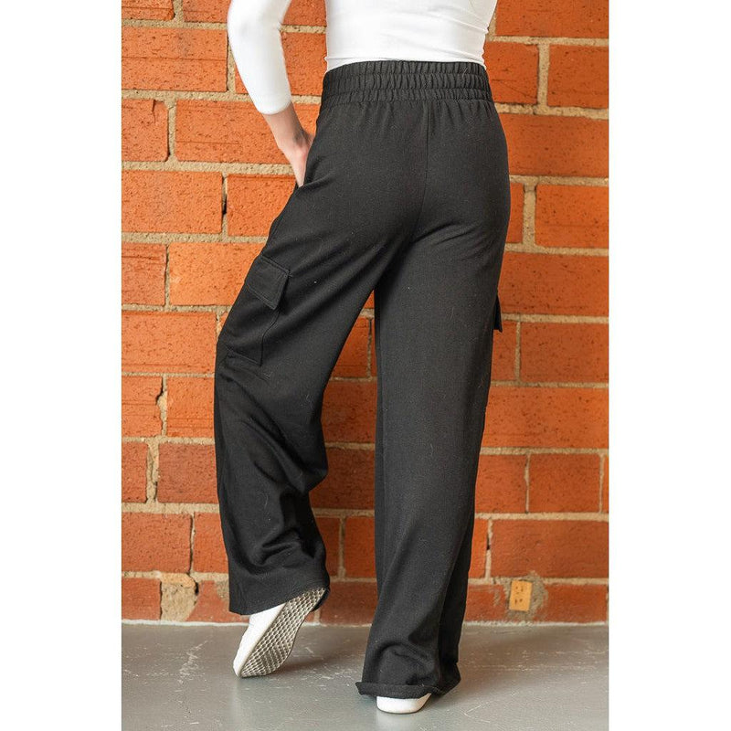 Black Wide Leg Cargo Sweats