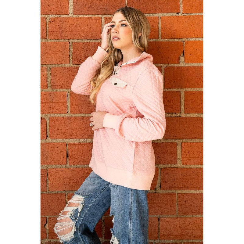 Light Pink Diamond Quilted Pullover