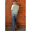 Ribbed Color Block Raglan Long Sleeve Top (S-XL)