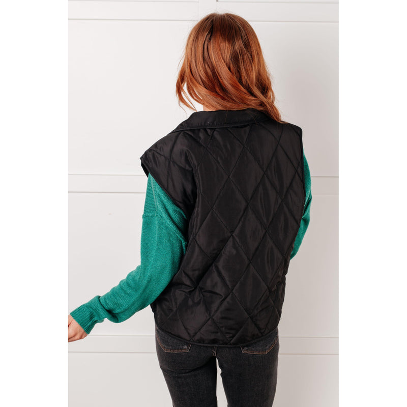 Layering Queen Quilted Puffer Vest in Black (S-3X)