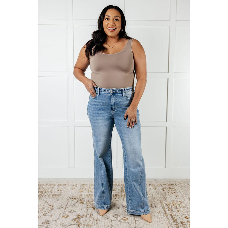 Melia High Rise Side Seam Detail Wide Leg Jeans (0-24W)