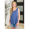 Mellow Muse Relaxed Knit Tank in Navy (S-3X)