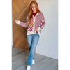 No Brainer Button Down Sweater Cardigan in Magenta/Oatmeal (S-3XL)