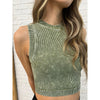 Over and Out Cropped Ribbed Tank in Ash Olive