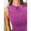 Over and Out Cropped Ribbed Tank in Lt Plum