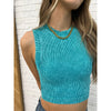 Over and Out Cropped Ribbed Tank in Lt Teal