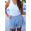 {PREORDER} Sunny Strolls High Waisted Shorts in Blue Floral (S-3XL)