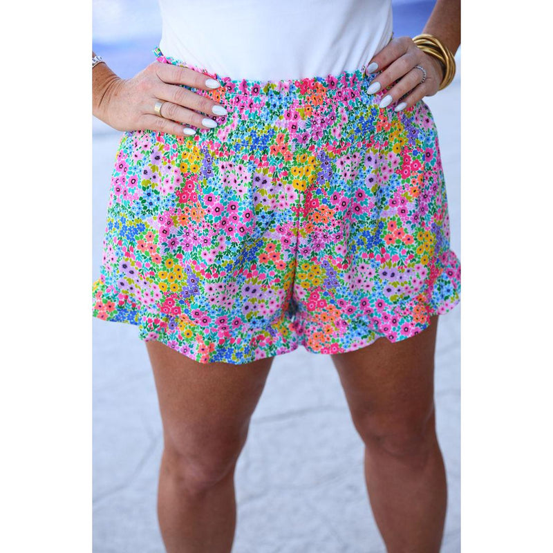 {PREORDER} Sunny Strolls High Waisted Shorts in Multi Floral (S-3XL)