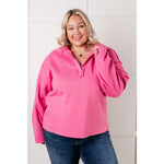 Same Ol' Situation Collared Pullover in Hot Pink (S-3XL)