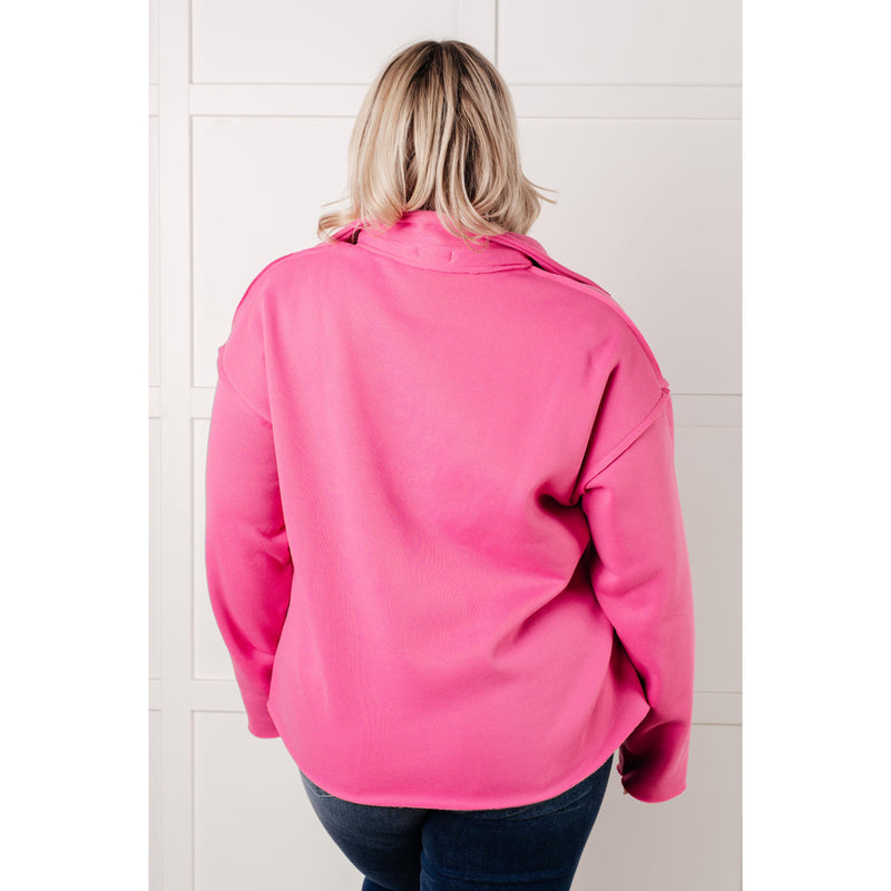 Same Ol' Situation Collared Pullover in Hot Pink (S-3XL)