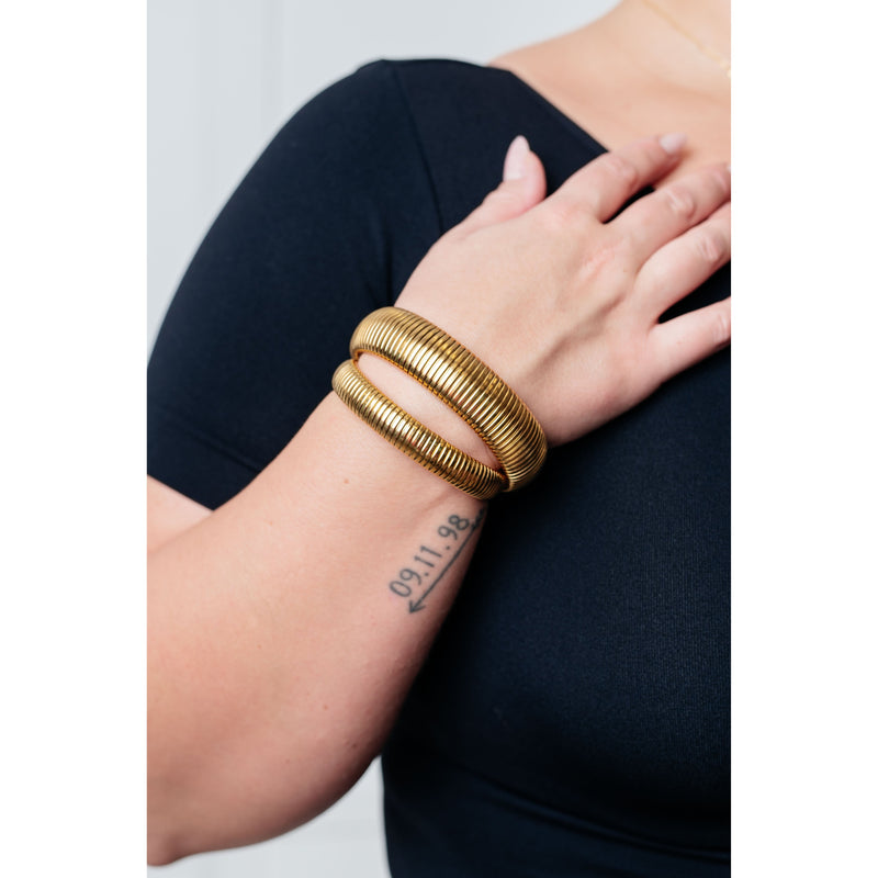 Sassy but Classy Ribbed Bangles in Gold Set of 3