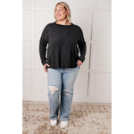 Simply Basic Ribbed Hacci Sweater in Black (S-3X)