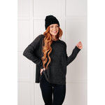 Simply Basic Ribbed Hacci Sweater in Black (S-3X)