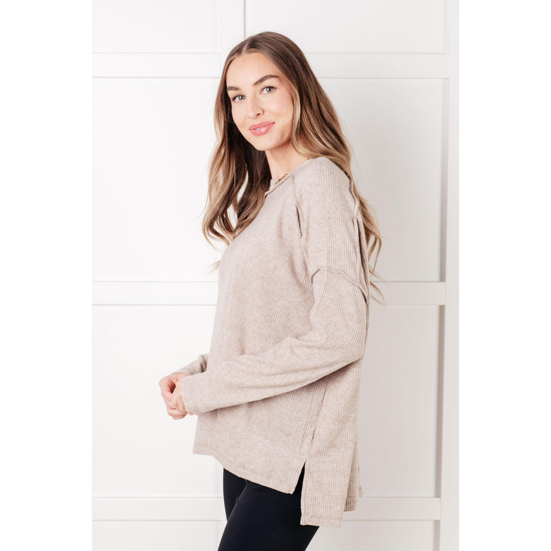 Simply Basic Ribbed Hacci Sweater in H Mocha (S-3X)