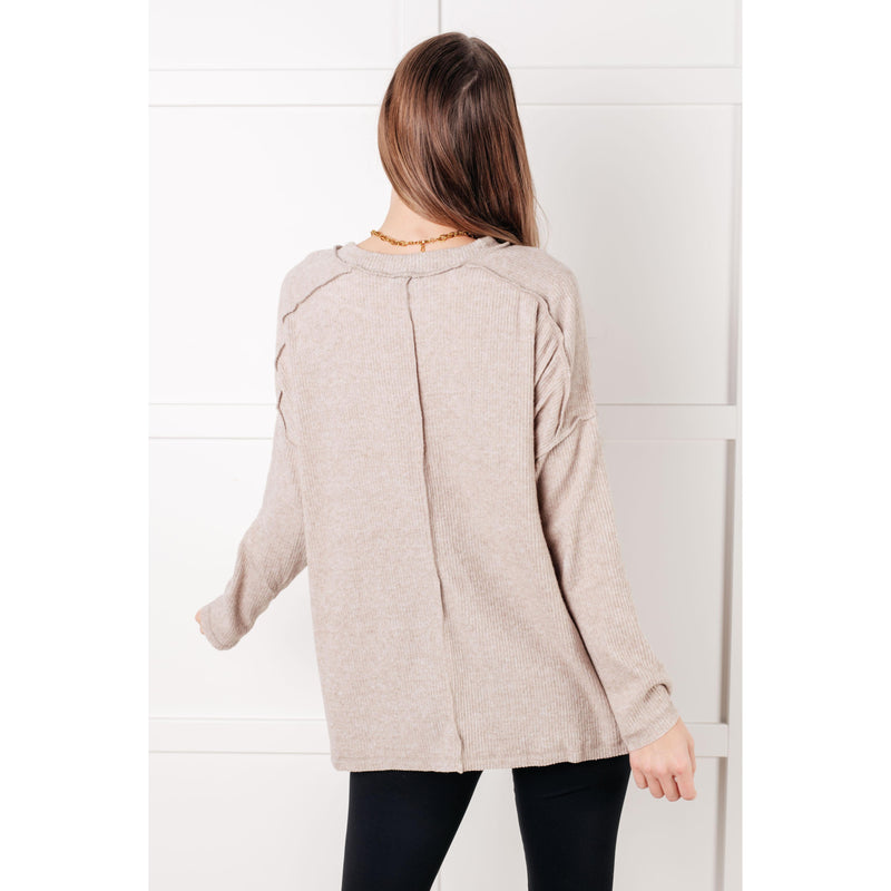 Simply Basic Ribbed Hacci Sweater in H Mocha (S-3X)