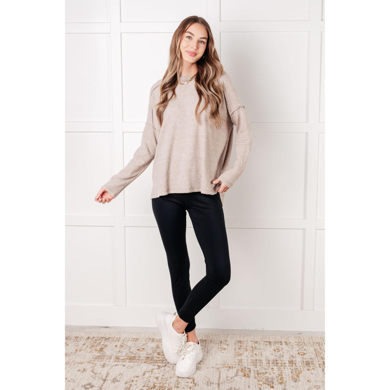 Simply Basic Ribbed Hacci Sweater in H Mocha (S-3X)