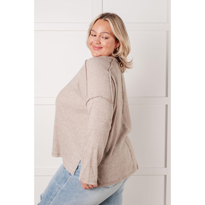 Simply Basic Ribbed Hacci Sweater in H Mocha (S-3X)