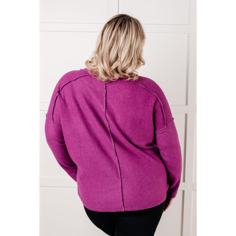 Simply Basic Ribbed Hacci Sweater in Light Plum (S-3X)