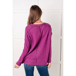 Simply Basic Ribbed Hacci Sweater in Light Plum (S-3X)