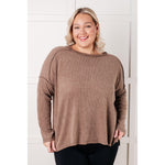 Simply Basic Ribbed Hacci Sweater in Mocha (S-3X)