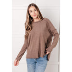 Simply Basic Ribbed Hacci Sweater in Mocha (S-3X)