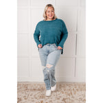 Simply Basic Ribbed Hacci Sweater in Teal (S-3X)