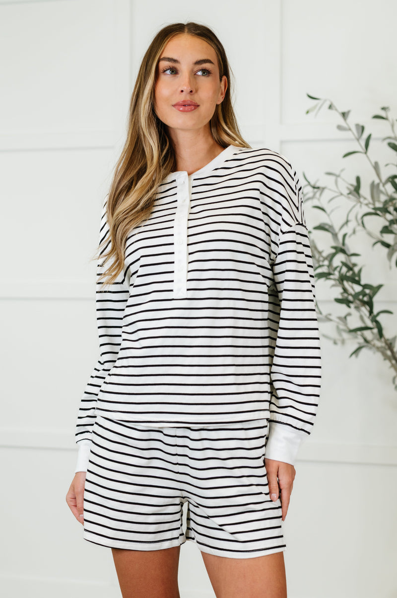 Situationally Sound Striped Long Sleeve Top and Shorts Set (S-XL)