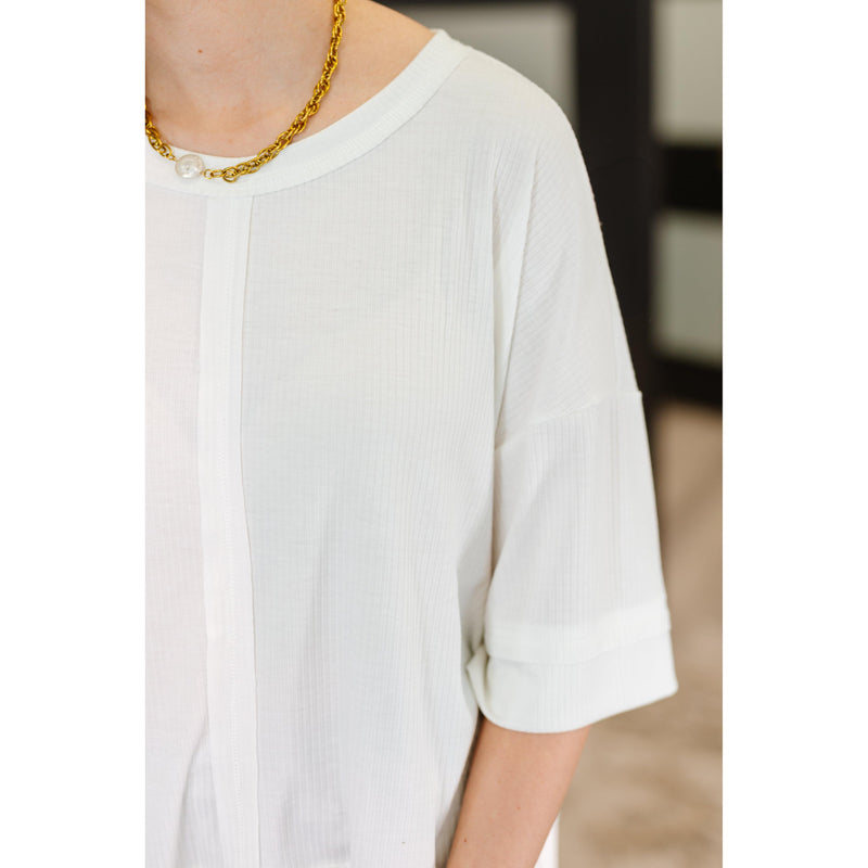 Stay On Top Relaxed Tee in Off White (S-3X)