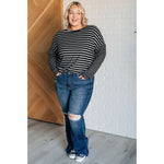 Super Clever Patchwork Striped Top in Black (S-3XL)