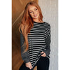 Super Clever Patchwork Striped Top in Black (S-3XL)