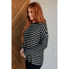 Super Clever Patchwork Striped Top in Black (S-3XL)