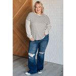 Super Clever Patchwork Striped Top in Ivory (S-3XL)