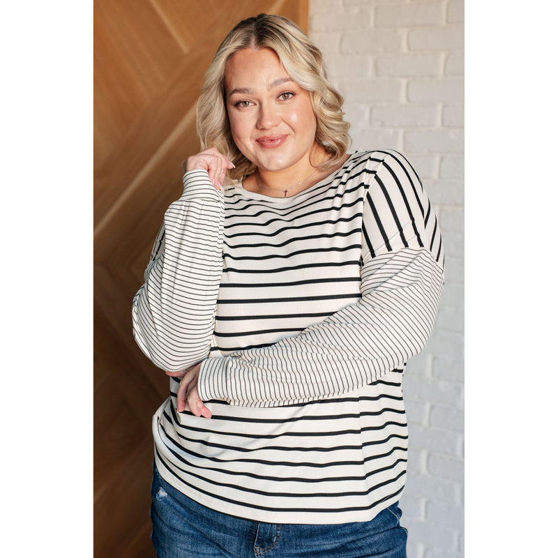 Super Clever Patchwork Striped Top in Ivory (S-3XL)