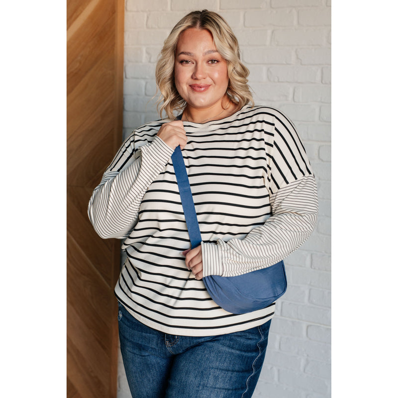 Super Clever Patchwork Striped Top in Ivory (S-3XL)