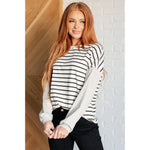 Super Clever Patchwork Striped Top in Ivory (S-3XL)