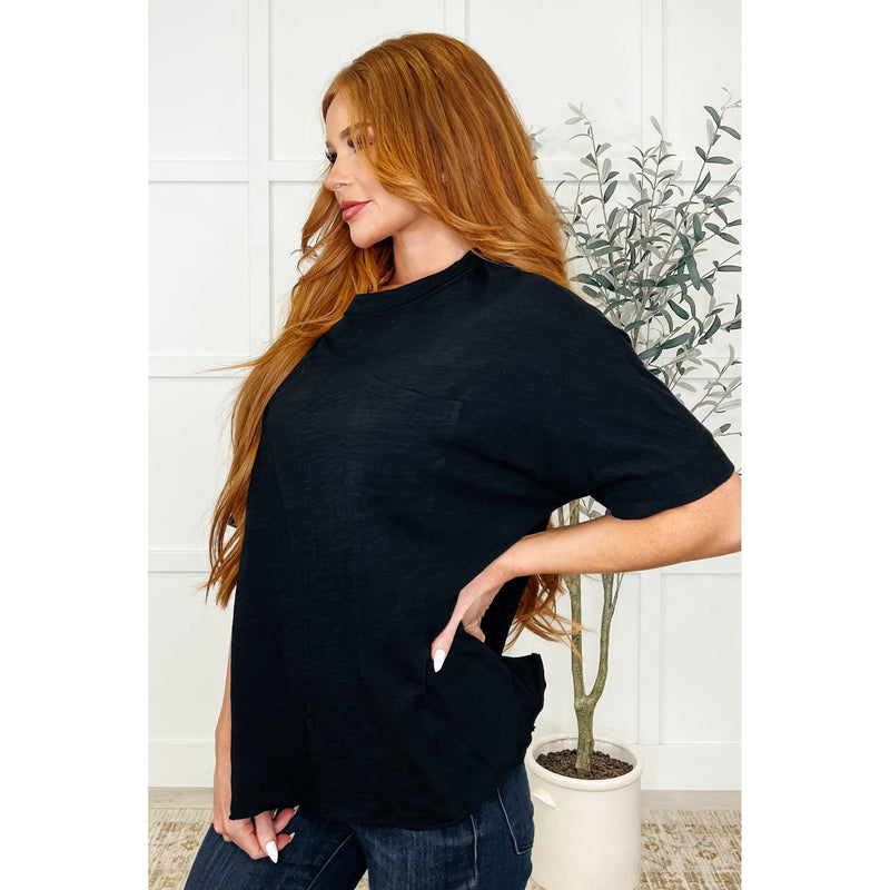 The Layback Relaxed Basic Tee in Black (S-3X)