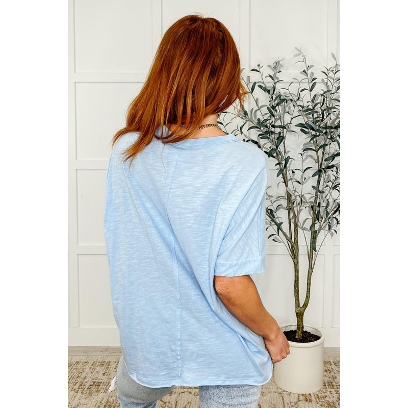 The Layback Relaxed Basic Tee in Light Blue (S-3X)