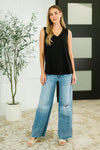 Thread Lightly Ribbed Knit Tank in Black (S-3X)