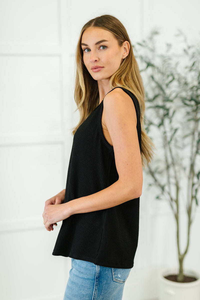 Thread Lightly Ribbed Knit Tank in Black (S-3X)