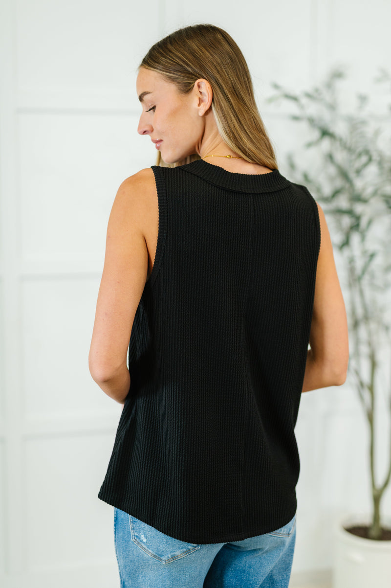 Thread Lightly Ribbed Knit Tank in Black (S-3X)