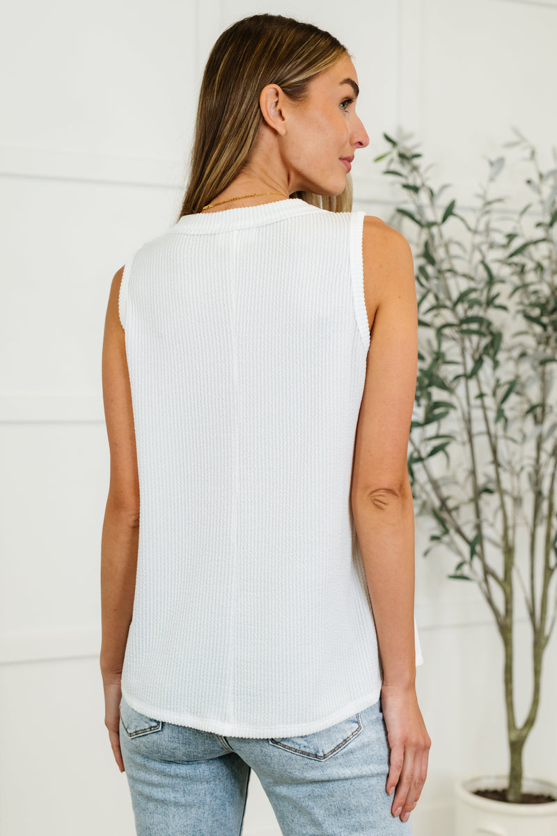 Thread Lightly Ribbed Knit Tank in Ivory (S-3X)