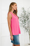 Thread Lightly Ribbed Knit Tank in Strawberry Pink (S-3X)
