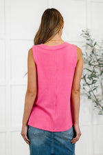 Thread Lightly Ribbed Knit Tank in Strawberry Pink (S-3X)