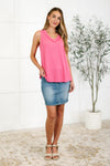 Thread Lightly Ribbed Knit Tank in Strawberry Pink (S-3X)